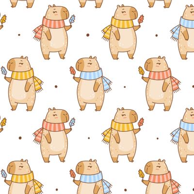 Осенние капибары с листочками