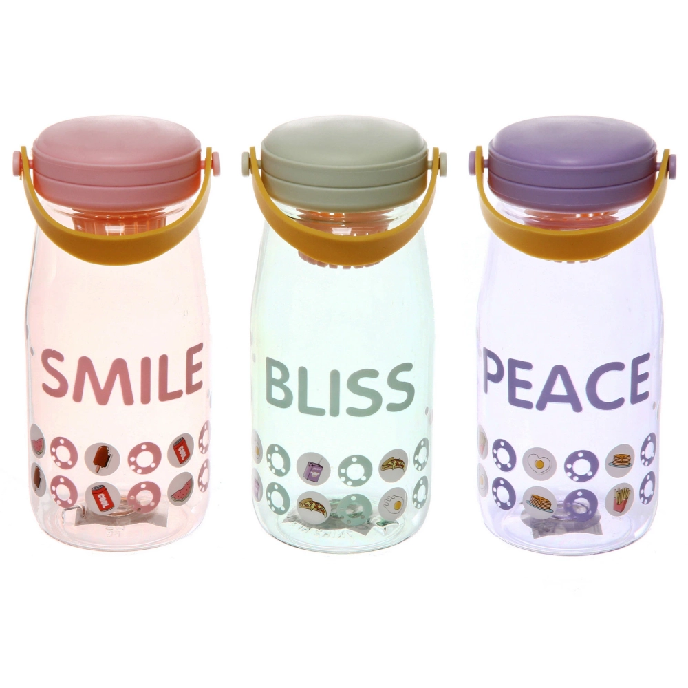 Бутылка питьевая пластиковая 700мл «Улыбка», микс цветов