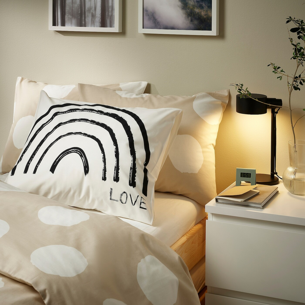 IKEA TAPETMAL  (ИКЕА ТАПЕТМАЛ)  -  Наволочка, белый/загар, 50x60 см