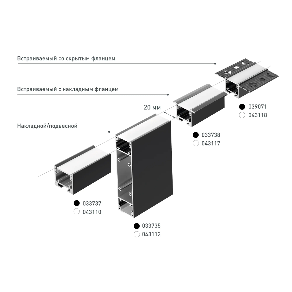 Профиль SL-LINIA20-FANTOM-2500 WHITE (Arlight, Алюминий) 043118