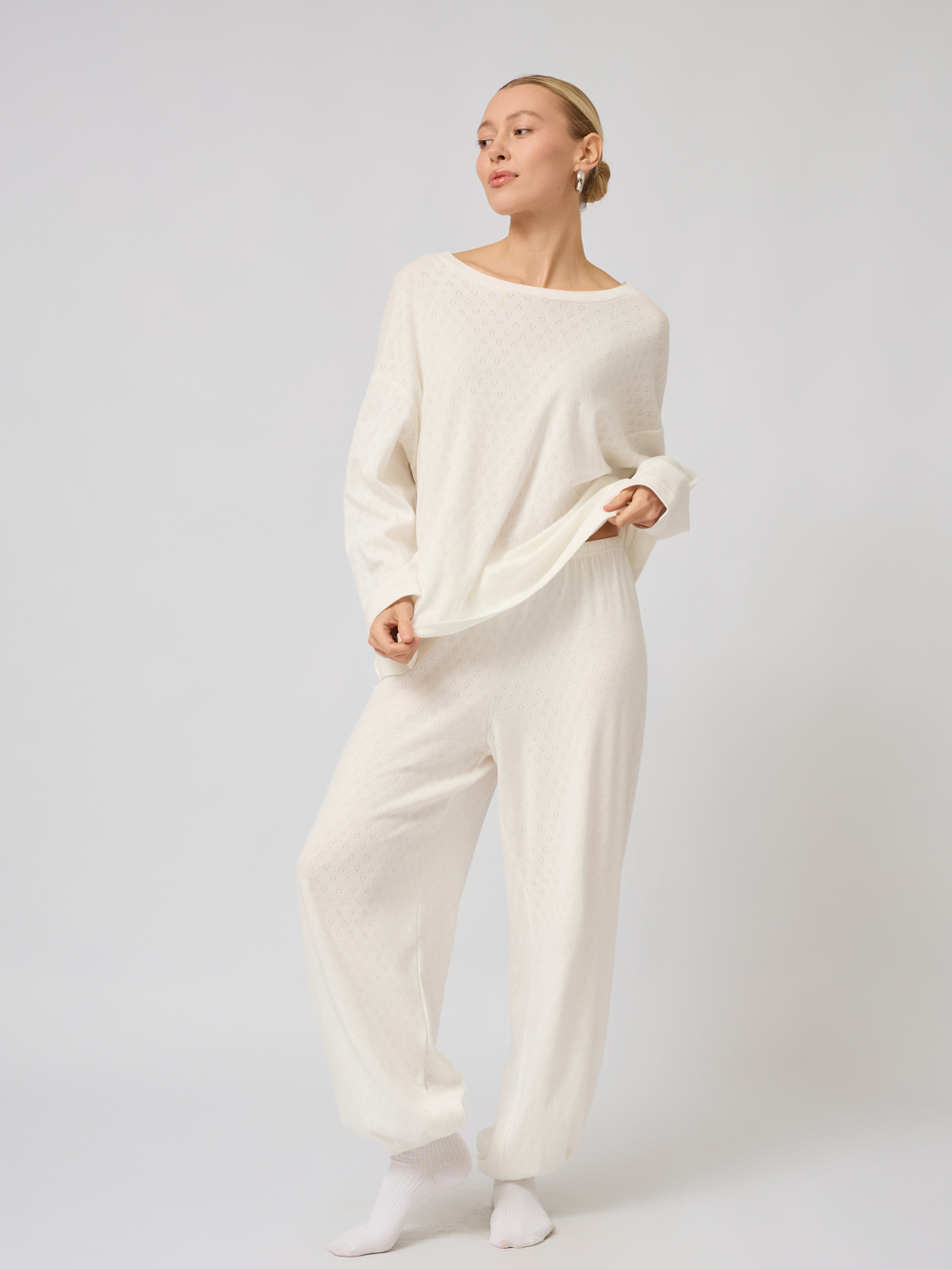 Пижама с брюками и лонгсливом " сердечки"