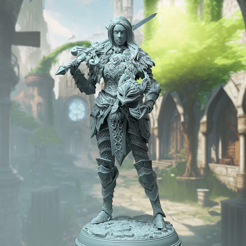 Эльф Полуэльфы Темные эльфы Дроу Воин Паладин Варвар Файтер Рыцарь миниатюра для dnd, днд, pathfinder, фентези, Настольная игра, НРИ, Варгейм, РПГ