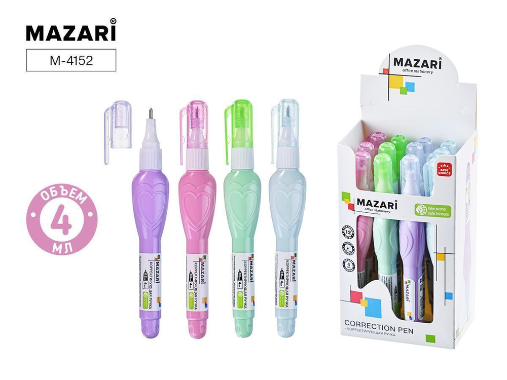 Корректирующий карандаш 4мл с металлическим наконечником PASTEL(Mazari)