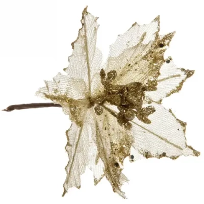 Украшение новогоднее «Пуансеттия-Вуаль» 15 см, Золото