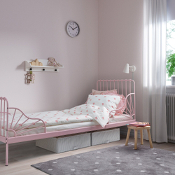 IKEA BARNDRÖM  (ИКЕА БАРНДРÖМ)  -  Пододеяльник и наволочка, рисунок сердца, белый/розовый, 150x200/50x60 см