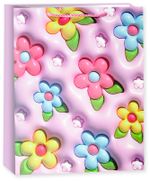 Пакет подарочный, Цветочное ассорти, Дизайн №3, Розовый, 32*26*12 см, 1 шт.