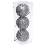 Новогодние шары «GLAME - Искра» 8 см (набор 3 шт), Серебро