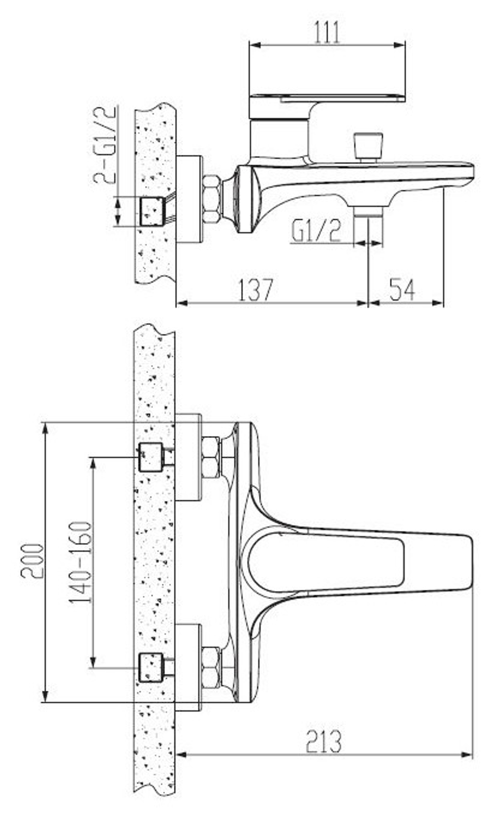 Смеситель ESKO "Baku" для ванны, короткий излив, без акс., арт. BK54