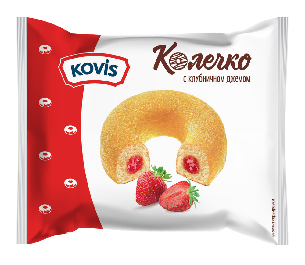 Колечки Kovis с клубничным джемом 40г*36шт