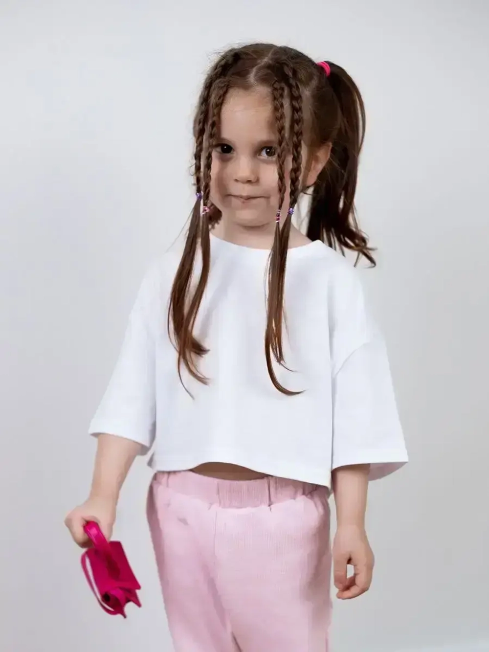 Футболка детская оверсайз укороченная базовая