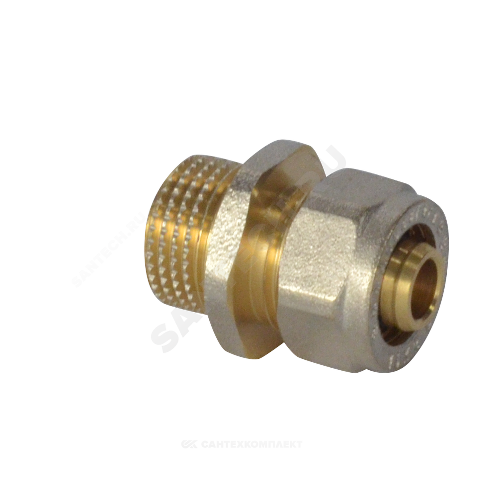 Муфта МП латунь никель обжим Дн 16х3/4" НР ГОСТ 32415-2013 7001 Aquasfera 7001-02