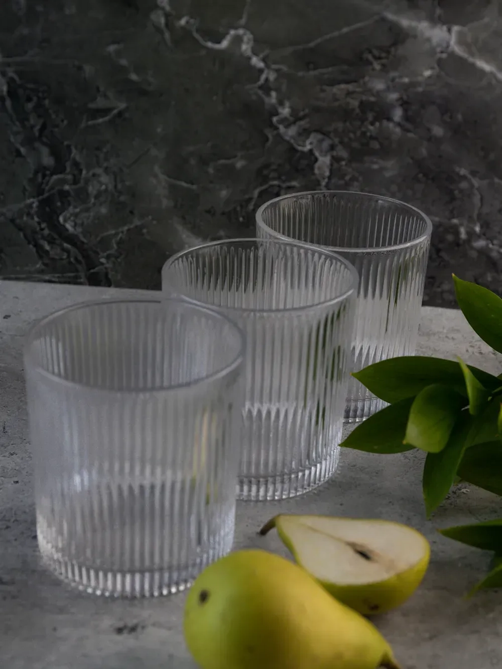 Набор ребристых бокалов для виски, 350 мл. 6 шт. Прозрачные