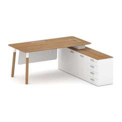 Fresco Стол руководителя FR.SR-18 (R) Дуб Светлый/Белый Бриллиант UM/Металл Белый/Нерж. Сталь 1800*1