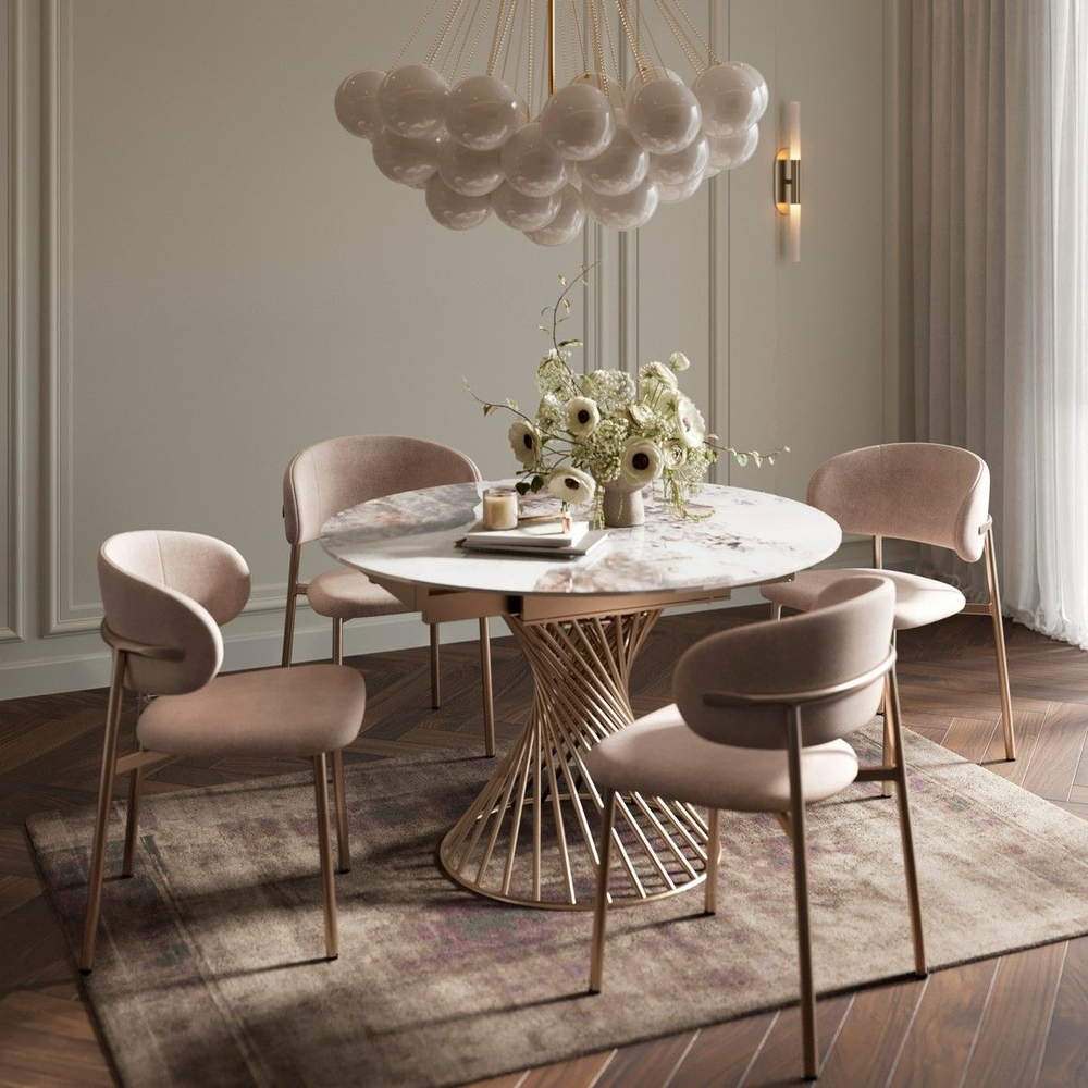 Стул Adele, шенилл Puffy beige / опоры шампань