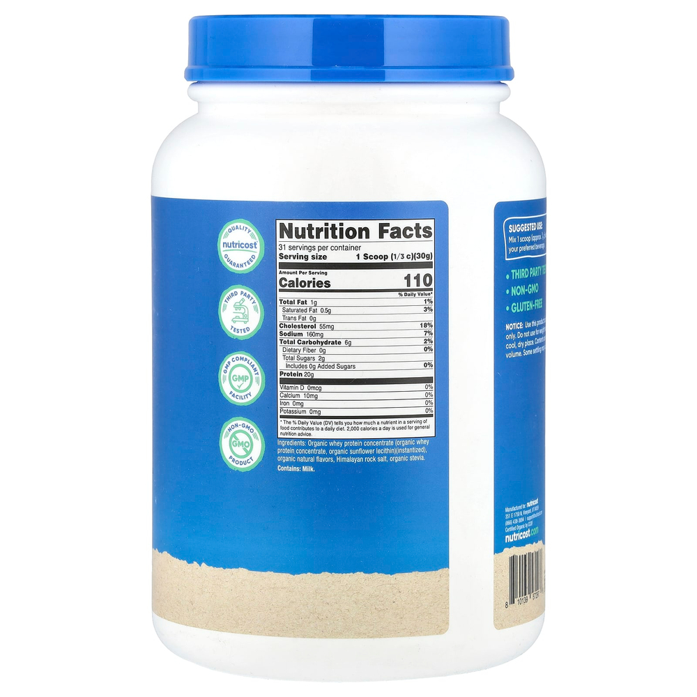 Nutricost, Органический сывороточный протеин, французская ваниль, 907 г (2 фунта)