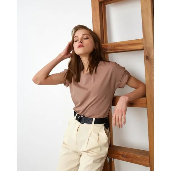 Футболка женская Basic line, цвет коричневый, р-р 46