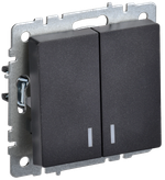 BRITE Выключатель 2-клавишный с индикацией 10А ВС10-2-1-БрЧ черный IEK