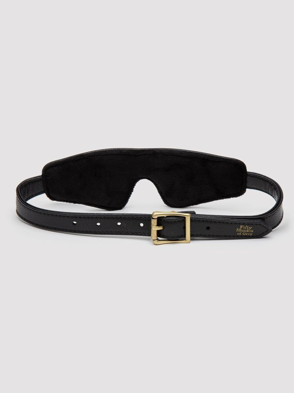 Черная плотная маска на глаза Bound to You Faux Leather Blindfold (Цвет: черный)