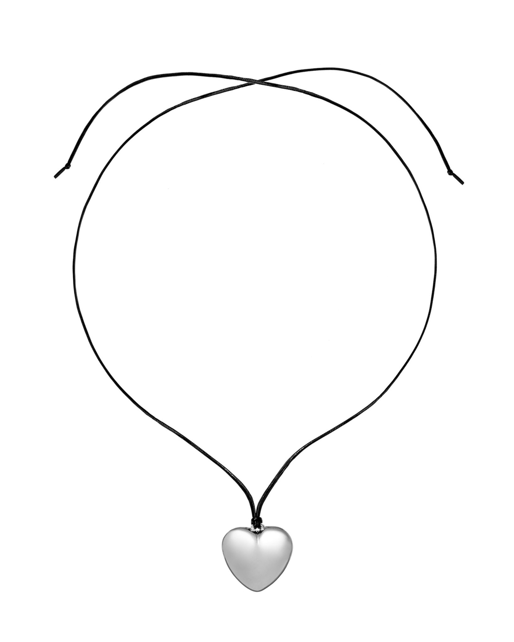 Подвеска металлическое сердце, гладкая веревка, серебро