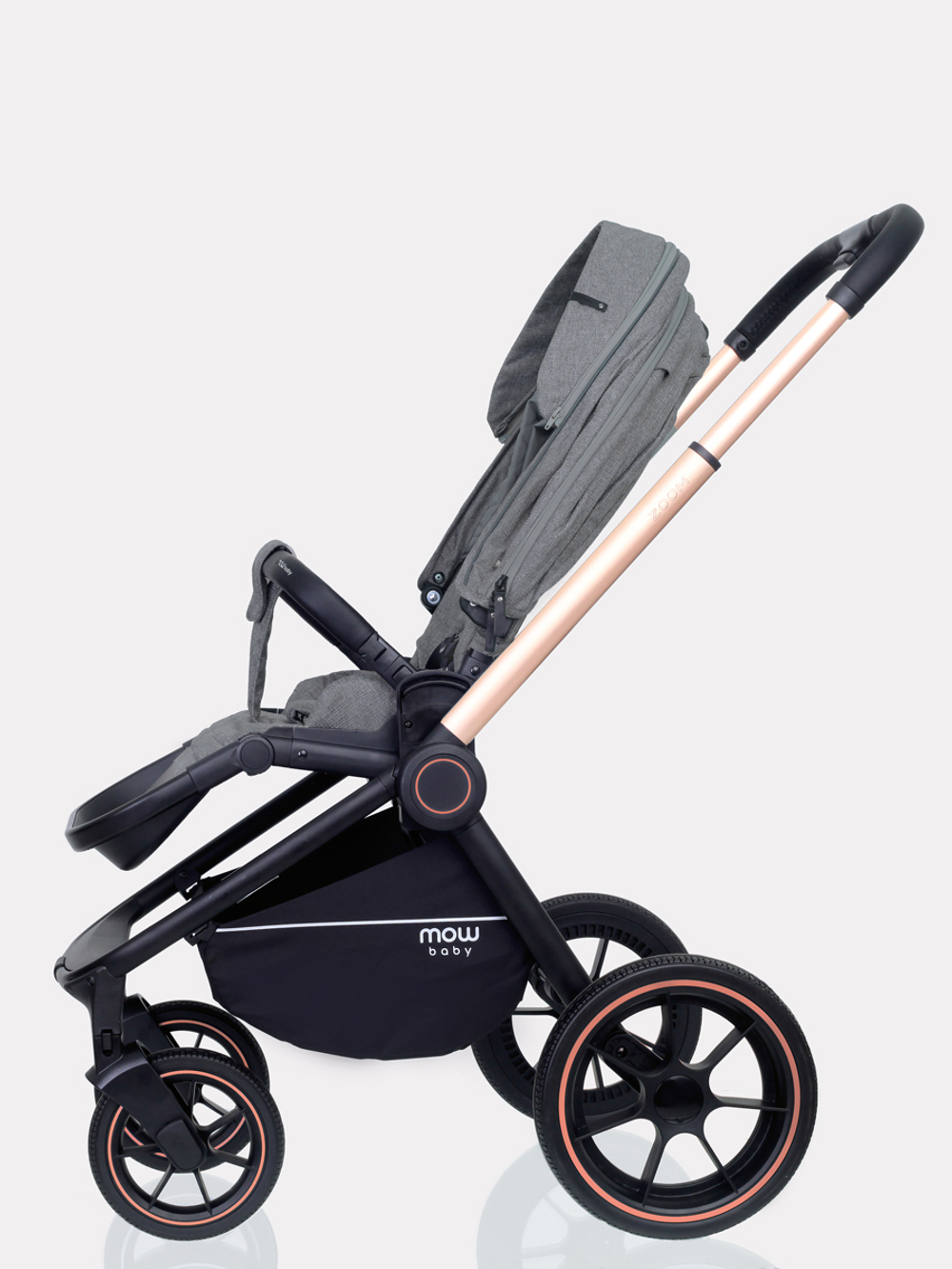 Коляска детская MOWBaby "ZOOM"PU (3в1) RA087 Silver Grey