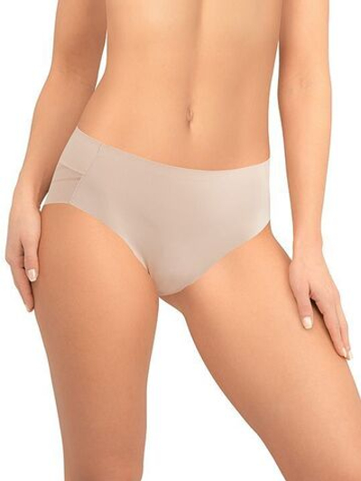 Высокие трусики-слипы с полупрозрачной задней частью в полоску (Размер: L) (Цвет: бежевый)