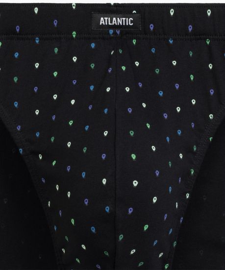 Мужские трусы (3шт) слипы спорт Atlantic 3MP-204, хлопок, черный + темно-голубой + черный