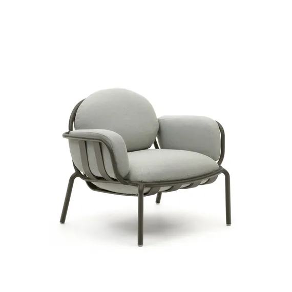 Садовое кресло Joncols серое с зеленой алюминиевой отделкой