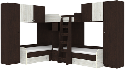 Трехместная кровать КарИВи Трио 3 Венге Винтерберг