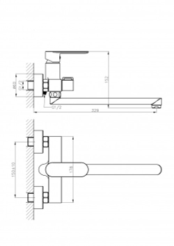 Смеситель для ванны и душа Haiba HB22590-7, Черный