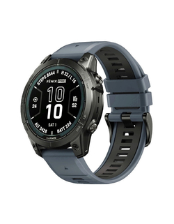 Ремешок силиконовый QuickFit 22 мм. для Garmin Fenix 7 PRO/7/6/5/5 plus, Quatix 5, MARQ, Forerunner 935 / 945, instinct, instinct 2 Синий гранит/Серый