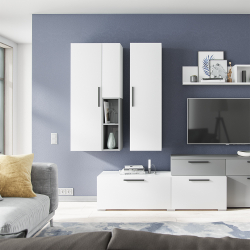 Шкаф-пенал настенный Альберо белый/графит серый