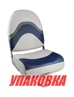 Кресло складное мягкое PREMIUM WAVE, цвет серый/синий (упаковка из 4 шт.)