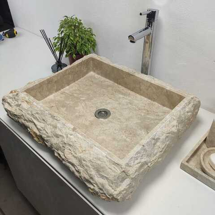 Раковина из мрамора Rectangle Erozy Cream SM-60914 60*50*15