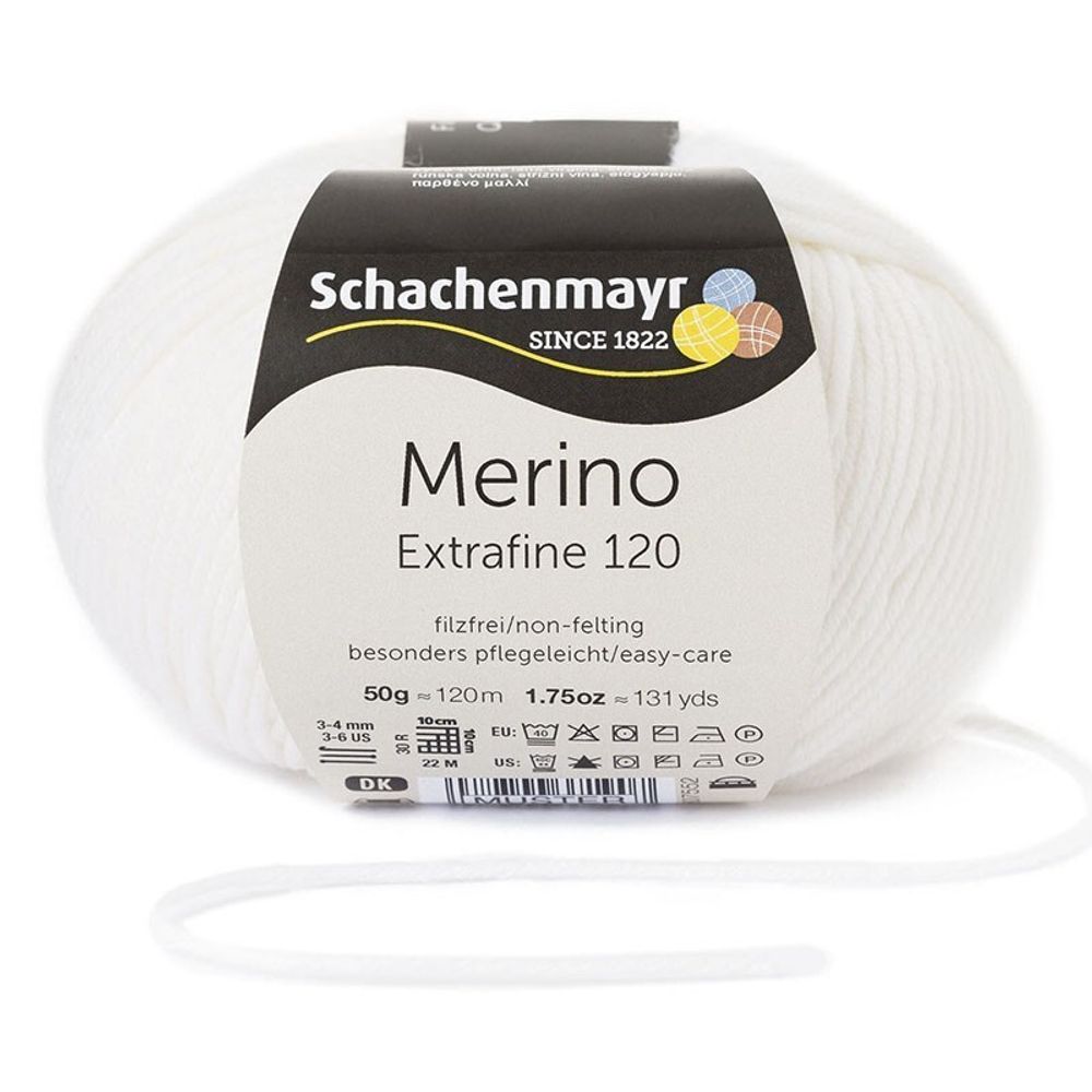 Пряжа Schachenmayr Merino Extrafine 120 (00101)