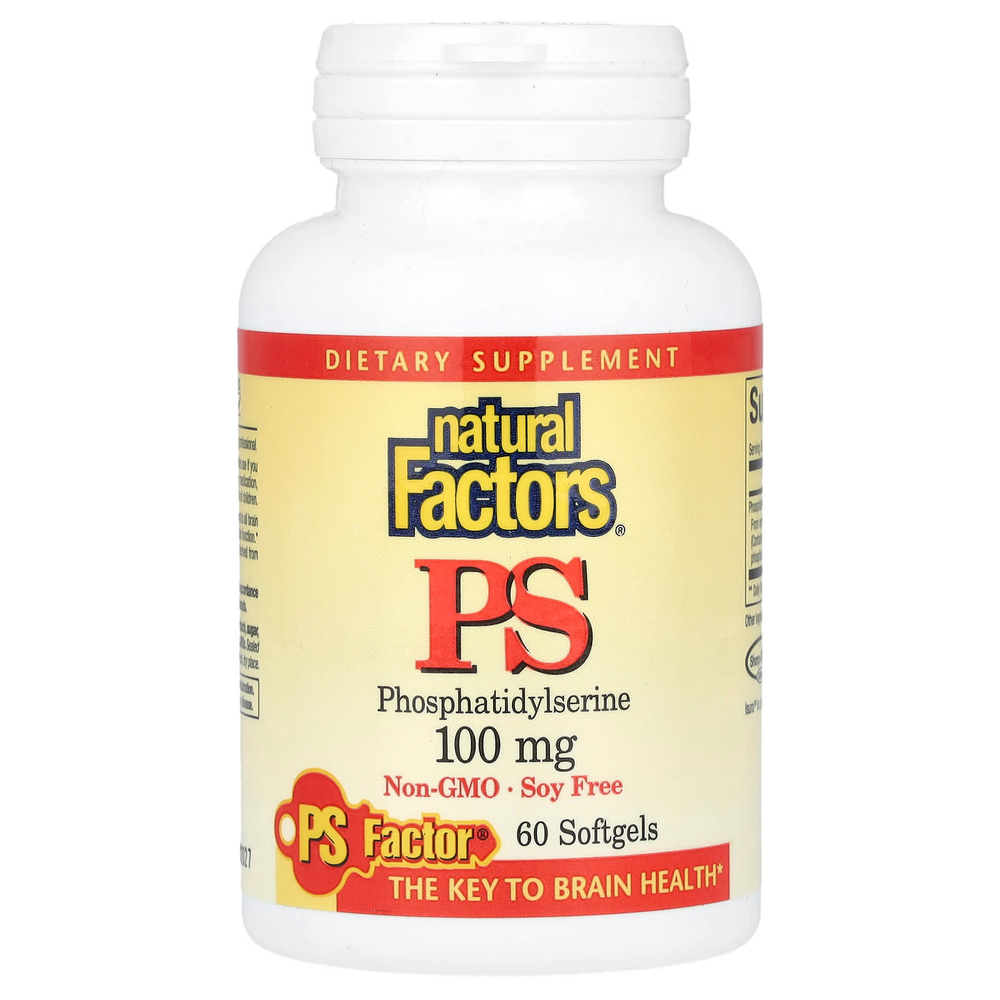 Natural Factors, PS фосфатидилсерин, 100 мг, 60 капсул