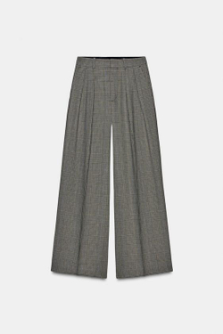 ZARA БРЮКИ В КЛЕТКУ С ЗАЩИПАМИ — ZW COLLECTION, БЕЖЕВЫЙ