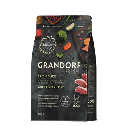 GRANDORF FRESH Duck & Potato Sterilised Adult - утка & батат для стерилизованных или пожилых кошек от 1 года (Биоразлагаемая упаковка)