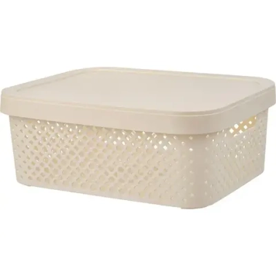 Корзинка для хранения с крышкой Plast Team Stockholm, 10 л молочный туман
