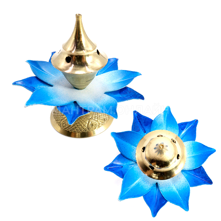 Подставка под благовония Цветок металл латунь, цвет розовый, голубой