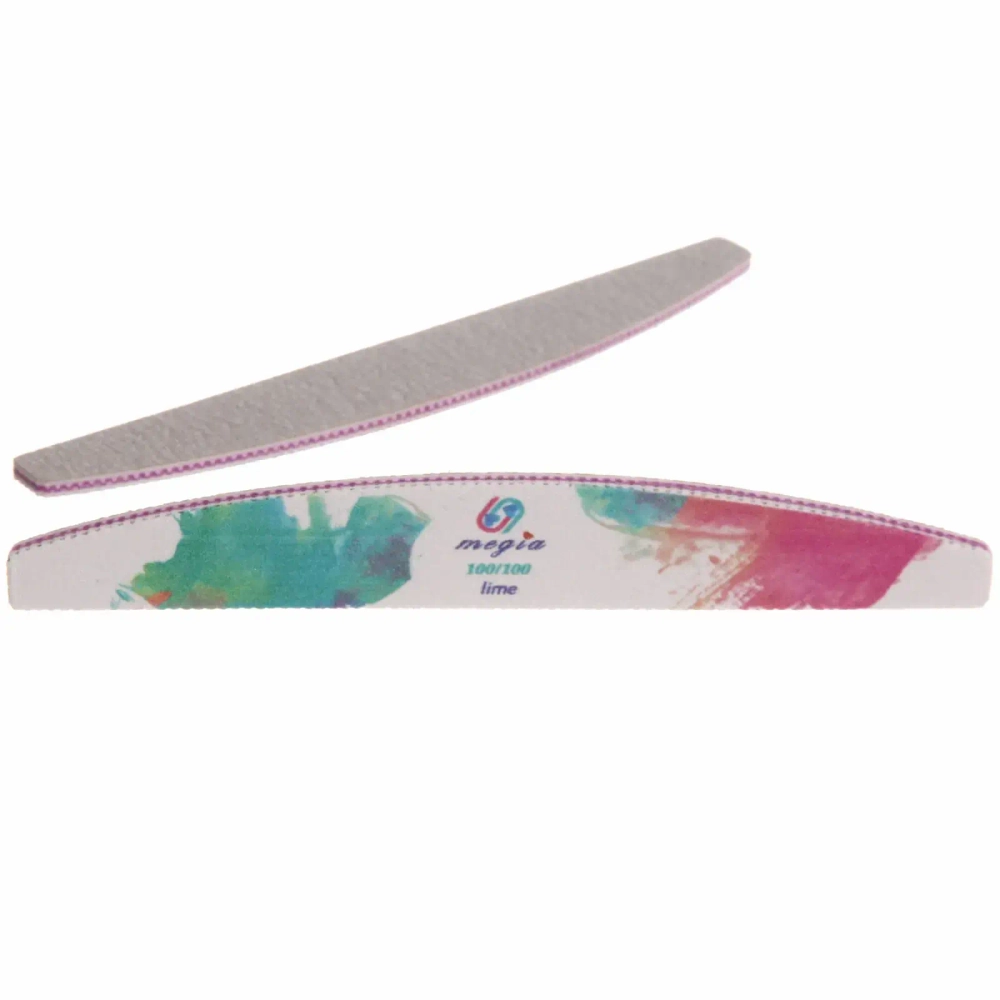 Пилка для ногтей наждачная в пакете «Professional - Gradient» абр. 100/100, полумесяц, цвет в ассортим., 17,8*2,8см