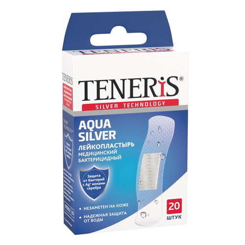 Teneris Aqua Silver Лейкопластырь прозрачный 76×19 мм 20 шт.