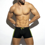 Черные мужские плавки-боксеры с принтованными вставками по бокам (Размер: XL) (Цвет: черный)