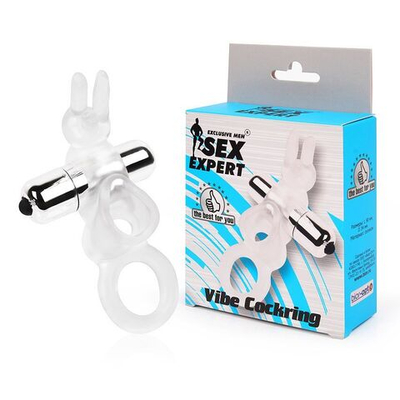 Прозрачное эрекционное виброкольцо с усиками (Цвет: прозрачный)