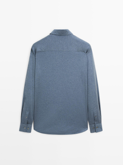 Massimo Dutti Рубашка облегающего кроя из эластичной ткани, темно-синий
