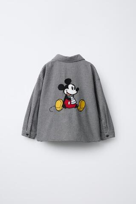 ZARA РУБАШКА В КЛЕТКУ С МИККИ МАУСОМ © DISNEY, МОРСКОЙ СИНИЙ