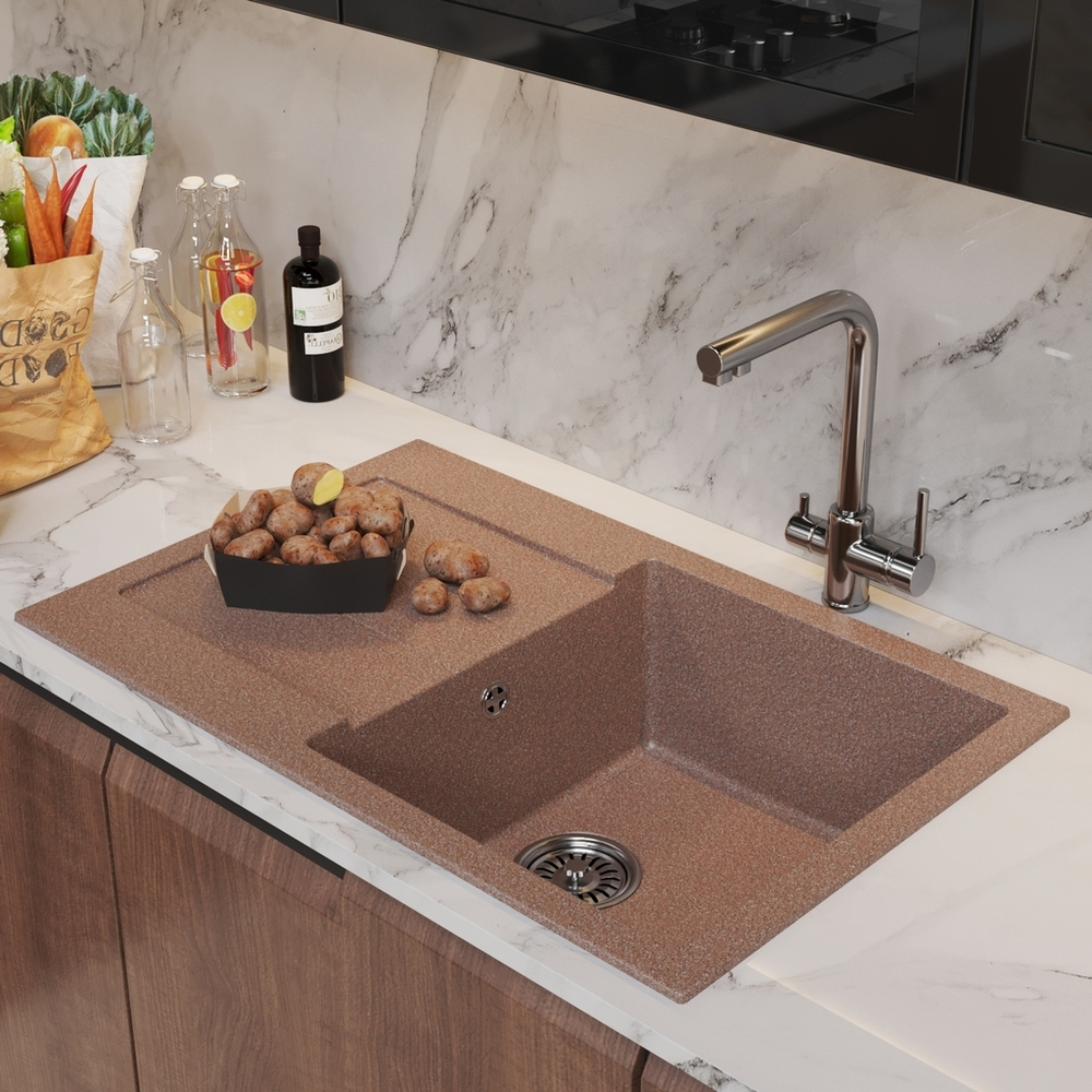 Мойка ML-GM31 КОМФОРТ с крылом, терракотовая (307), 770*500*190мм