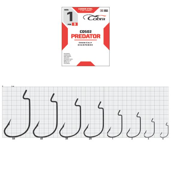 Крючки офсетные Cobra L-WORM 2312NSB №4, 3 шт.