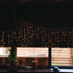 ULD-B3010-200-TWK WARMWHITE IP67 Бахрома светодиодная с эффектом мерцания. 3м. Соединяемая. 200 светодиодов. Теплый белый свет. Провод белый. TM Uniel.