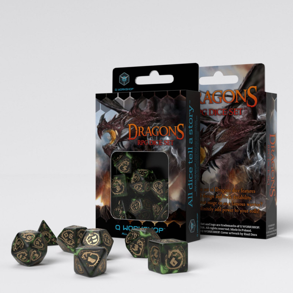 Dragons Bottle green & gold (Nephrite) Dice Set