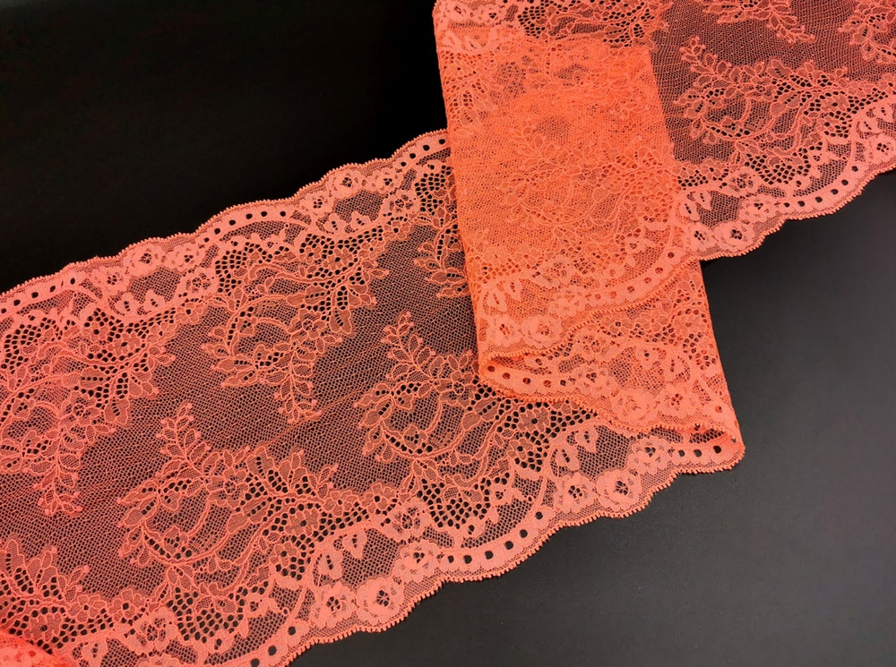 Эластичное кружево, ОПТ, 23 см, коралловое (Арт: EK-2300), м